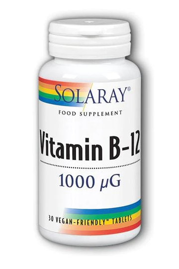Solaray Vitamin B12 S/R, 1000mcg, 30 Tablets