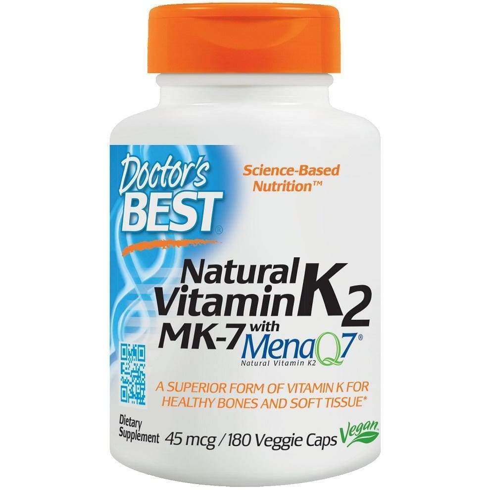 Natural Vitamin K2 MK7 with MenaQ7, 45mcg - 180 vcaps