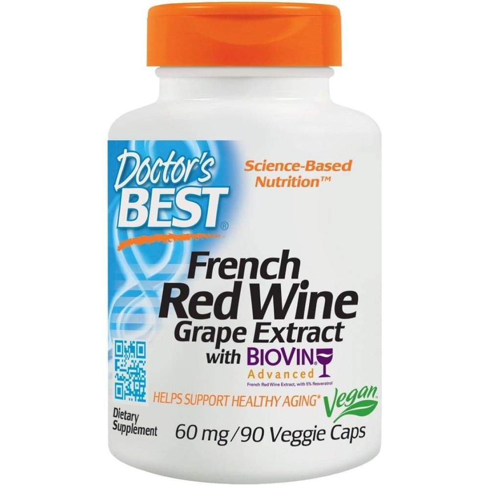 French Red Wine Grape Extract with Biovin, 60mg - 90 vcaps