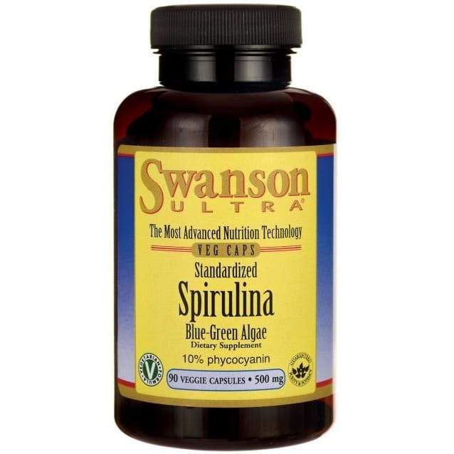 Spirulina Blue-Green Algae 10% Phycocyanin, 500mg - 90 vcaps