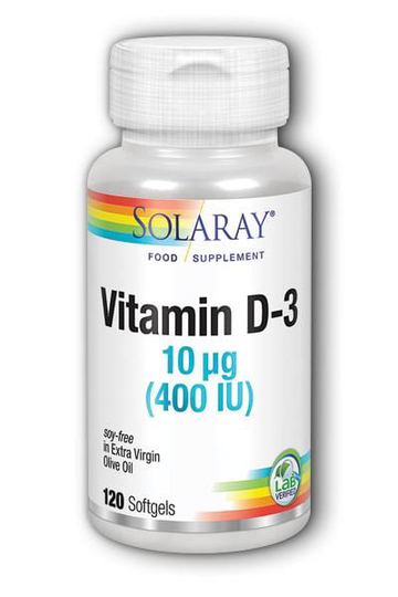 Solaray Vitamin D3, 400iu, 120 SoftGels