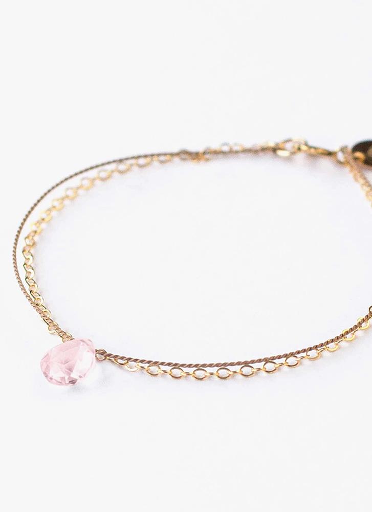 Wanderlust Life Gold & Silk Rose Quartz Heart Chakra Medium Bracelet