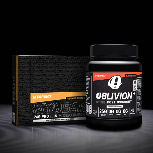 Oblivion Plus & MYOBARs ( Bars and Juice), Blood Orange / Peanut Butter