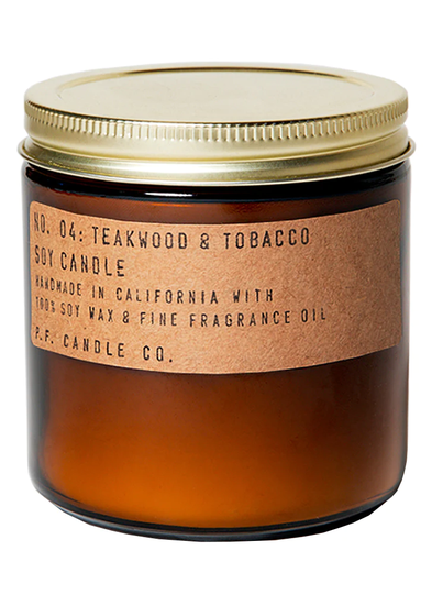 P.F. Candle Co. No. 4 Teakwood and Tobacco Large Soy Jar Candle 354g