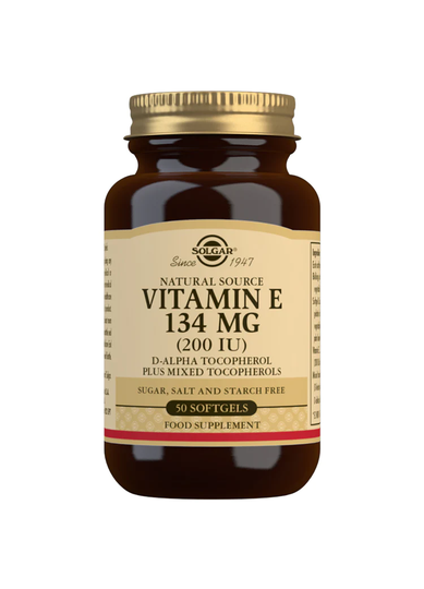 Solgar Natural Vitamin E 134mg, 200iu, 50 SoftGels