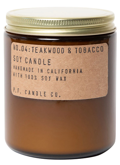 P.F. Candle Co. No. 4 Teakwood and Tobacco Standard Soy Jar Candle 204g