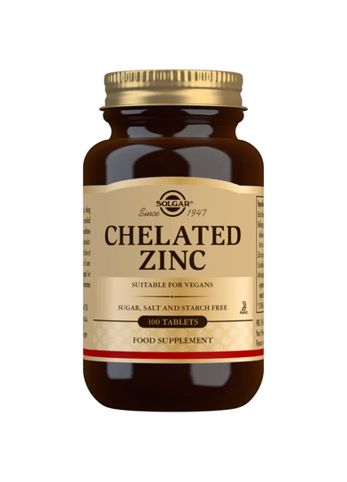 Solgar Chelated Zinc 22mg, 100 Tablets