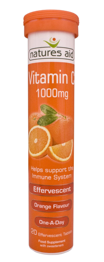 Natures Aid Vitamin C 1000mg Effervescent, Orange, 200iu, 20 Capsules