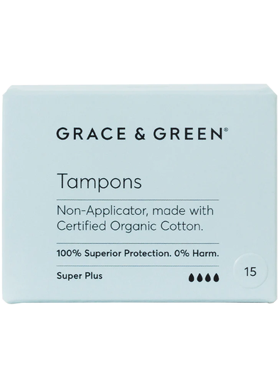 Grace & Green Non Applicator Tampons Super Plus 15 units