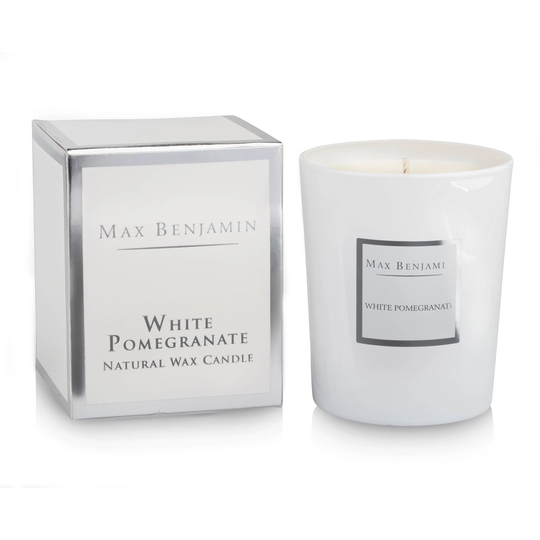 Max Benjamin - Classic White Pomegranate Scented Glass Candle, 190g