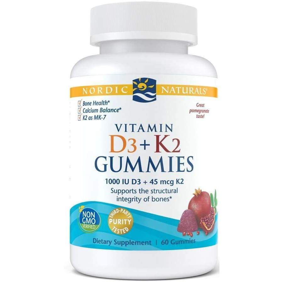 Vitamin D3+K2 Gummies, Pomegranate - 60 gummies