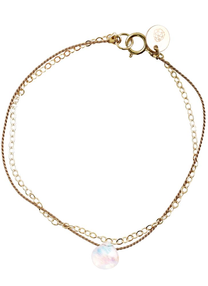 Wanderlust Life Gold & Silk Rainbow Moonstone Medium Bracelet