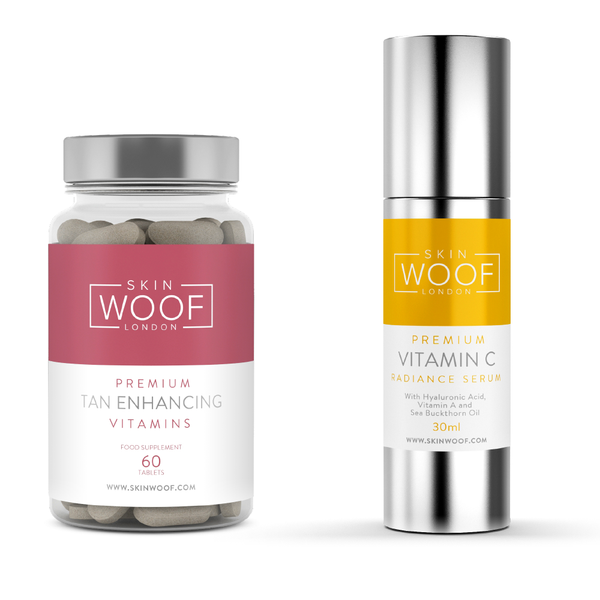 SKIN WOOF TAN ENHANCING VITAMINS + SKIN WOOF VITAMIN C RADIANCE SERUM