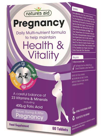 Natures Aid Pregnancy (Prenatal Support Balanced Multi Vitamin. & Minerals. Complex), 60 Tablets